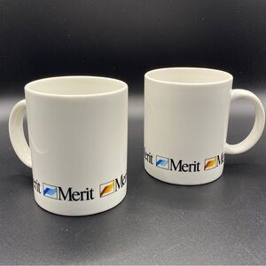 Vintage Merit Cigarette Advertising Coffee Cups Mugs Set Of 2